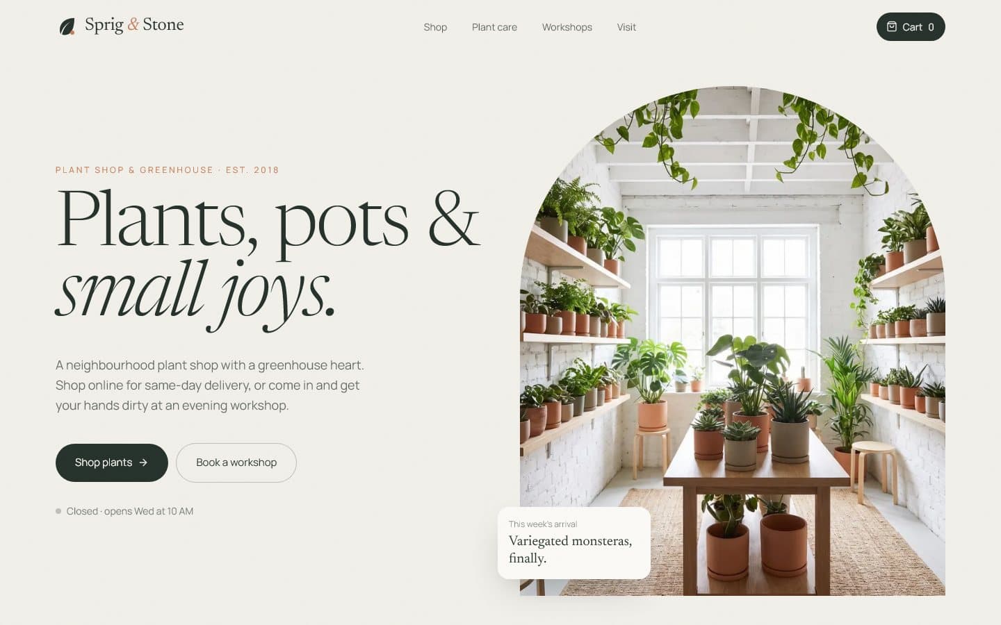 Sprig & Stone website
